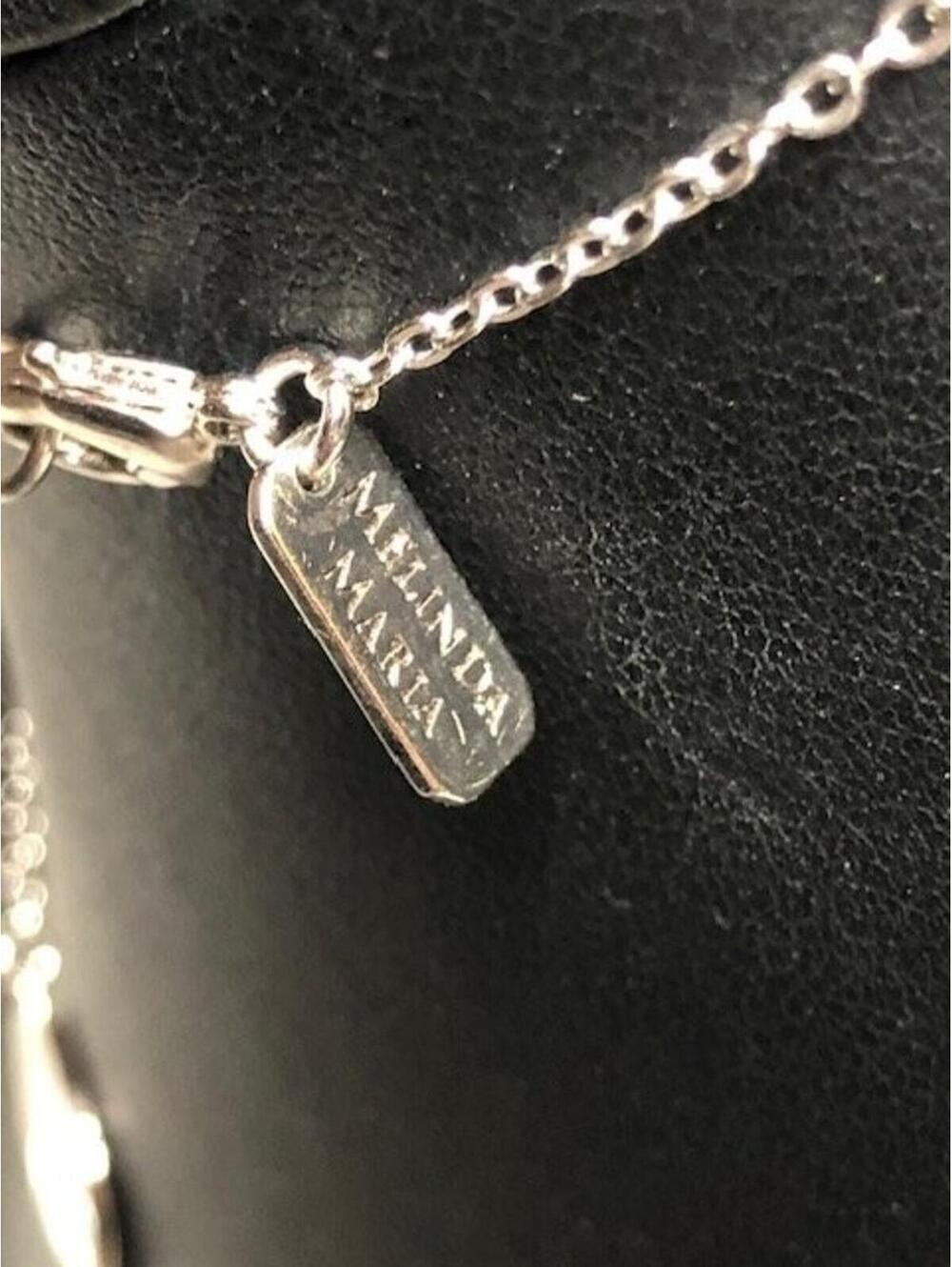 9618 MELINDA MARIA Necklace 38" Hammered Silver tone Disc station Chain long - Picture 3 of 3